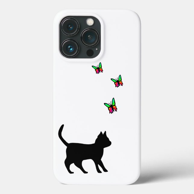 Schwarze Katze und Butterfly Case-Mate iPhone Hülle (Rückseite)