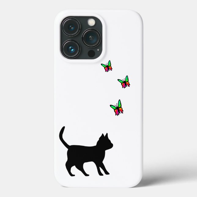 Schwarze Katze und Butterfly Case-Mate iPhone Hülle (Rückseite)