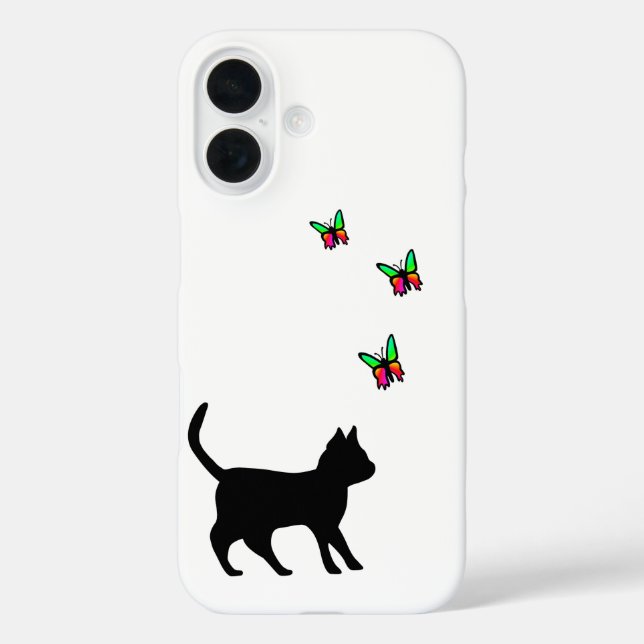 Schwarze Katze und Butterfly Case-Mate iPhone Hülle (Rückseite)