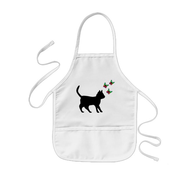 Schwarze Katze und Butterfly Kinderschürze (Vorne)
