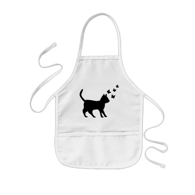 Schwarze Katze und Butterfly Kinderschürze (Vorne)