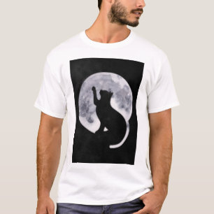 Schwarze Katze und der Mond-T - Shirt
