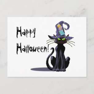SCHWARZE KATZE UND HAT VON SHARON SHARPE POSTKARTE