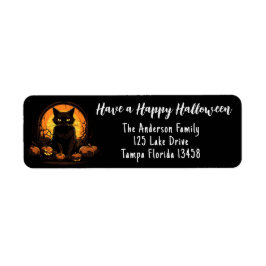 Schwarze Katze und Jack-o-Laternen