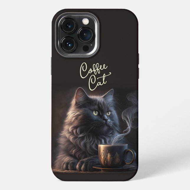 Schwarze Katze und Kaffee iPhone Hülle (Rückseite)