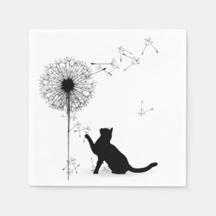 Schwarze Katze und Kronen Serviette