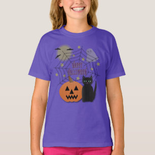 Schwarze Katze und Kürbis Halloween nicht gruselig T-Shirt