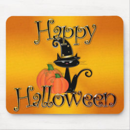 Schwarze Katze und Kürbis Halloweens Mousepad