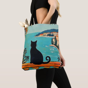 Schwarze Katze und Meer