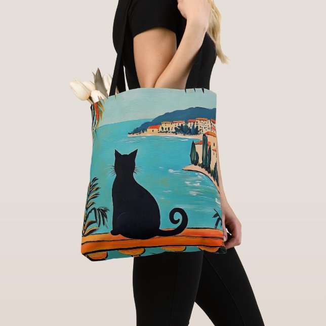Schwarze Katze und Meer (Von Nahem)