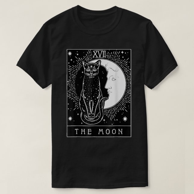 Schwarze Katze und Mond-Tarot-Karte T - Shirt (Design vorne)