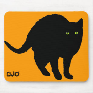 Schwarze Katze und Orange Mousepad