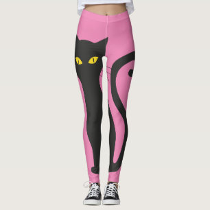 SCHWARZE KATZE- UND PINKYOGA-PANTE LEGGINGS