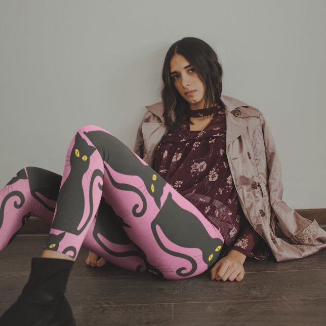 SCHWARZE KATZE- UND PINKYOGA-PANTE LEGGINGS (Von Creator hochgeladen)