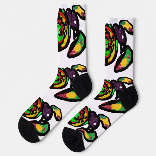 Schwarze Katze und Rabe Patch Spaß  Socken (Linkes Detail)