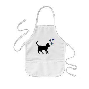 Schwarze Katze und Schmetterling Kinderschürze