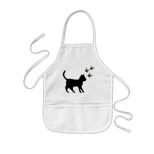 Schwarze Katze und Schmetterling Kinderschürze