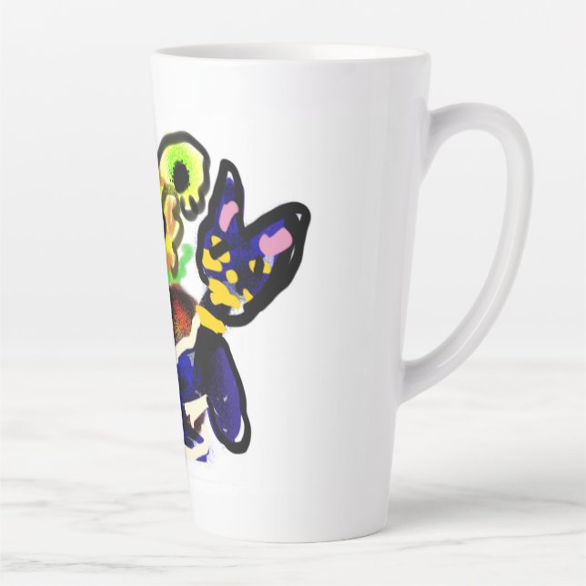 Schwarze Katze und Sonnenblumen  Milchtasse (Rechts)