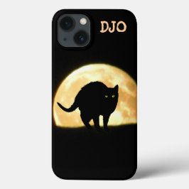 Schwarze Katze und Super Moon iPhone 13 Hülle