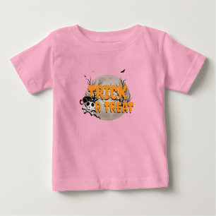 Schwarze Katze und Totenkopf Süßigkeiten oder Saur Baby T-shirt