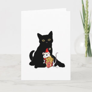 Schwarze Katze und weiße Maus Weihnachten