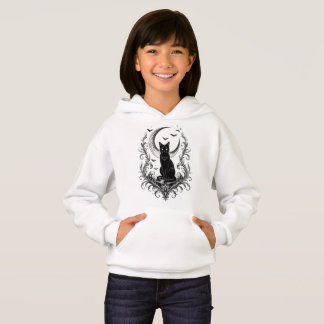 Schwarze Katze unter Mond Gothic Hexen Design Hoodie