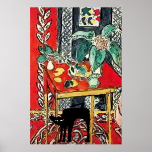 Schwarze Katze unter Tabelle Poster