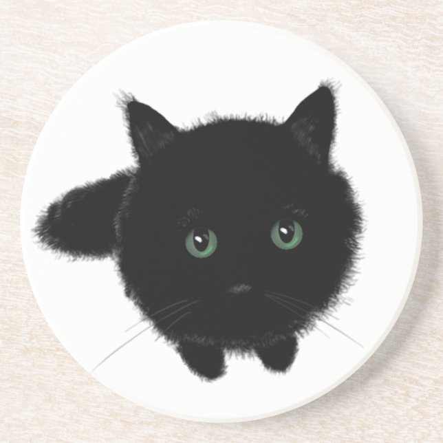 Schwarze Katze Untersetzer (Vorne)