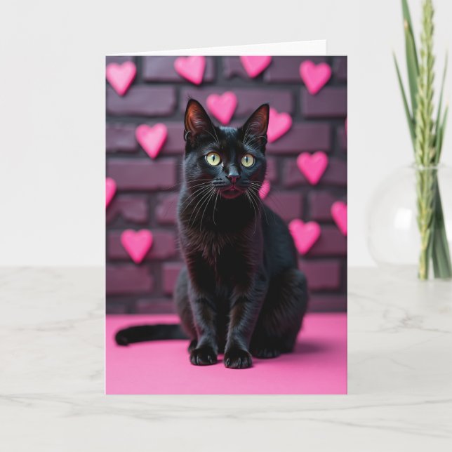 Schwarze Katze Valentinstag Liebeskarte Karte (Vorderseite)
