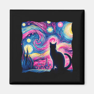 Schwarze Katze Van Gogh Sternennacht Art Herzen Va Magnet