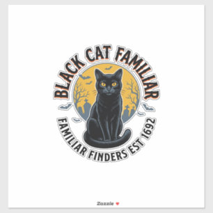 Schwarze Katze Vertrauter Vintage-Halloween-Rettun Aufkleber