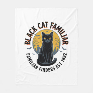 Schwarze Katze Vertrauter Vintage-Halloween-Rettun Fleecedecke
