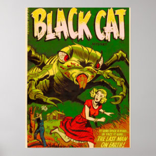 Schwarze Katze Vintage-Comicbuch Die Liebste der C Poster