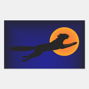 Schwarze Katze Vintage Halloween Kunst Rechteckiger Aufkleber