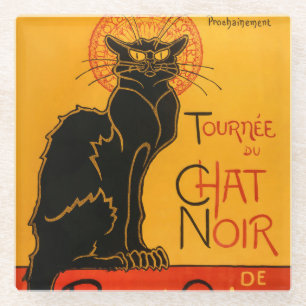 Schwarze Katze Vintage Halloween Steinlen Poster Glasuntersetzer