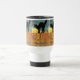 Schwarze Katze Vintage-Halloween-Themen-Tasse Reisebecher