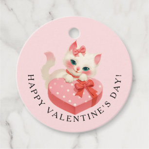 Schwarze Katze Vintage-Katze Valentinstag Geschenkanhänger