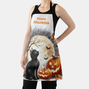 Schwarze Katze Vintage Retro Halloween Schürze