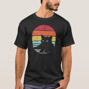 Schwarze Katze Vintage Retro Katzen Design Geschen T-Shirt