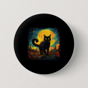 Schwarze Katze Vintage Retro Stil Katzen Kunst Wer Button