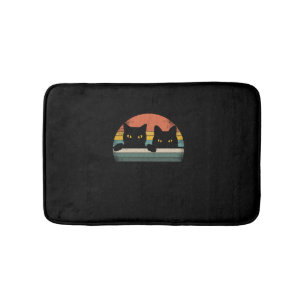 Schwarze Katze Vintage Retro Stil - Katzenliebhabe Badematte