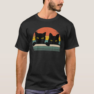 Schwarze Katze Vintage Retro Stil - Katzenliebhabe T-Shirt