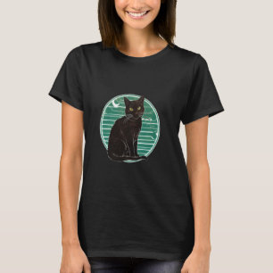 Schwarze Katze Vintage Retro Stil Schwarze Kätzche T-Shirt