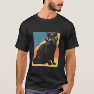 Schwarze Katze Vintage Retro Stil Schwarze Kitty K T-Shirt