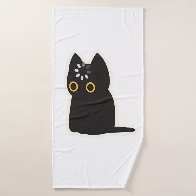Schwarze Katze Void Loading Cute Lustig Funny Tier Badehandtuch (Badehandtuch)