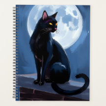 Schwarze Katze | Vollmond-Haustiermalerei