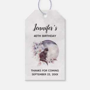 Schwarze Katze von einem magischen Vollmond zum Ge Geschenkanhänger