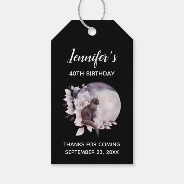 Schwarze Katze von einem magischen Vollmond zum Ge Geschenkanhänger (Vorderseite)