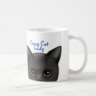 Schwarze Katze w/Golden spähend, mustert - Kaffeetasse