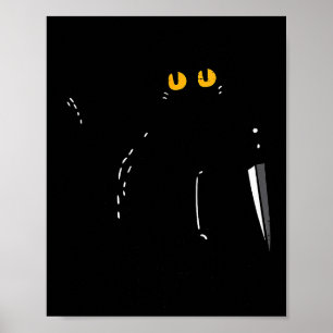 Schwarze Katze Was Messer Lustiger Mörderischer Ha Poster